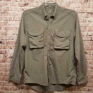 Tatoo Shirt Adventure Gear Long Sleeve 100% Nylon Button Down Size Medium